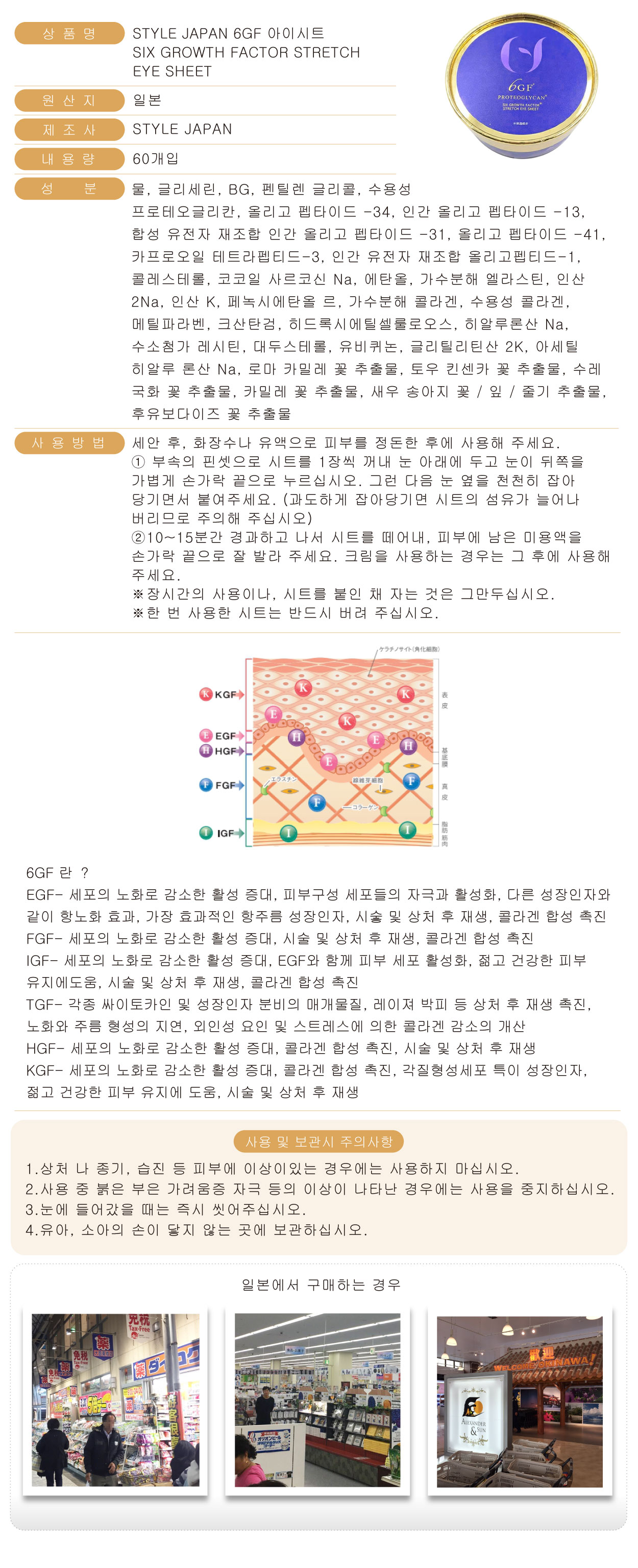 STYLE JAPAN 6GF 아이시트 SIX GROWTH FACTOR STRETCH EYE SHEET - JP drugstore
